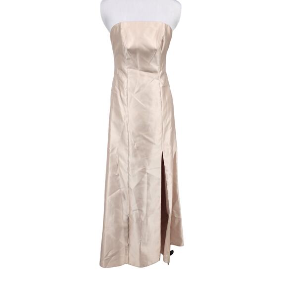 Alfred Sung D764 Full Length Sateen Twill Strapless Dress in Cameo Size 4 - Picture 2 of 6